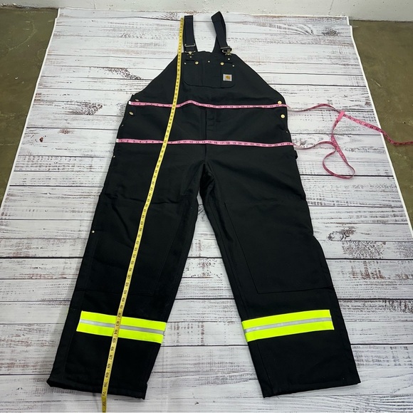 Carhartt Men’s size 54 x 32 Black Insulated Reflective Duck Bib Overalls NEW R02 - Picture 12 of 16